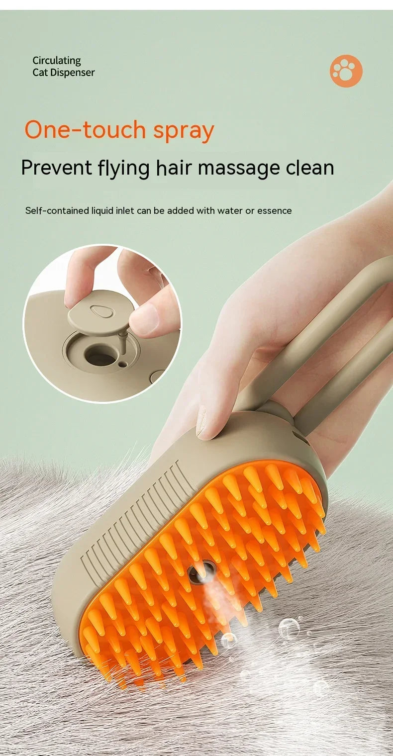 PurrSteam™ Steam Brush for Pets – 3-in-1 Grooming Brush
