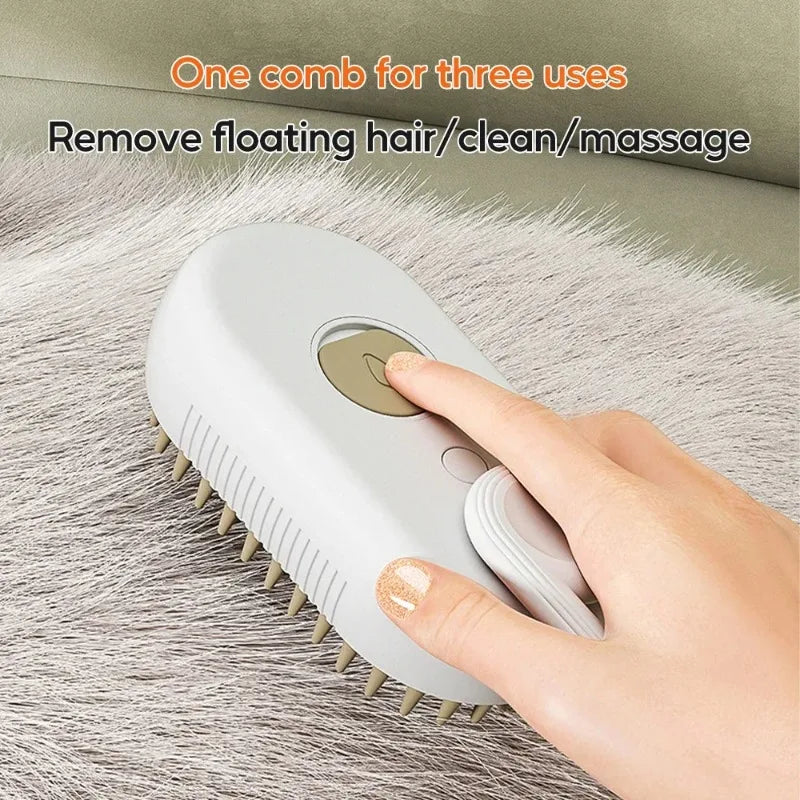 PurrSteam™ Steam Brush for Pets – 3-in-1 Grooming Brush