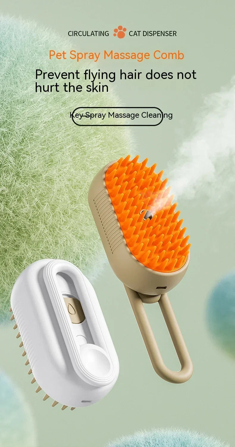 PurrSteam™ Steam Brush for Pets – 3-in-1 Grooming Brush