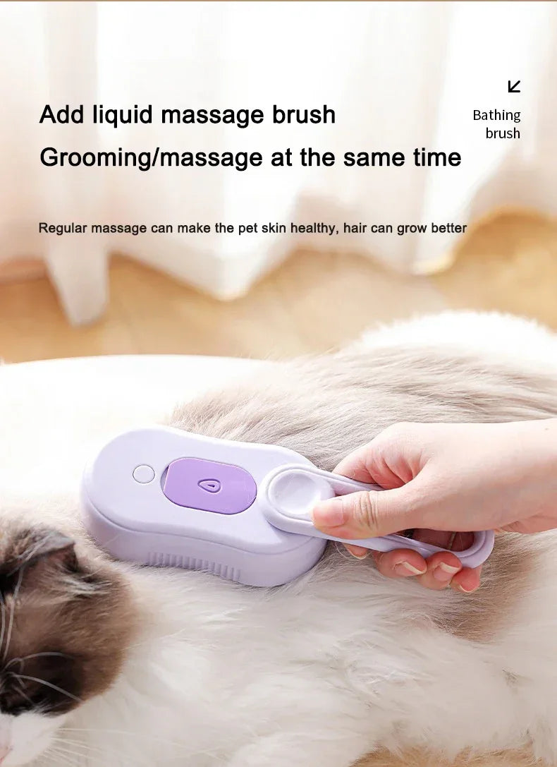 PurrSteam™ Steam Brush for Pets – 3-in-1 Grooming Brush