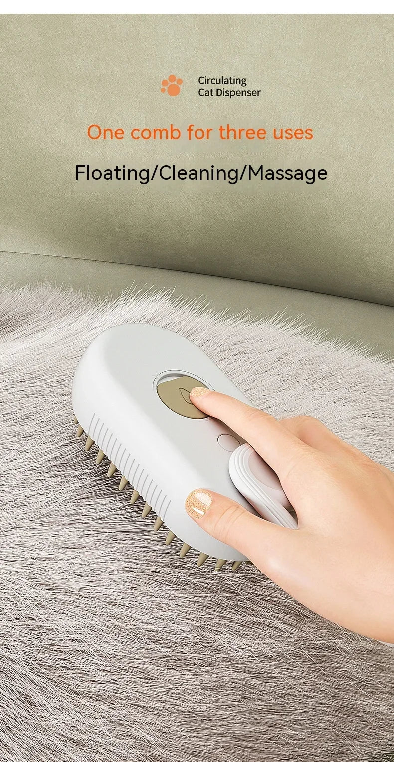 PurrSteam™ Steam Brush for Pets – 3-in-1 Grooming Brush