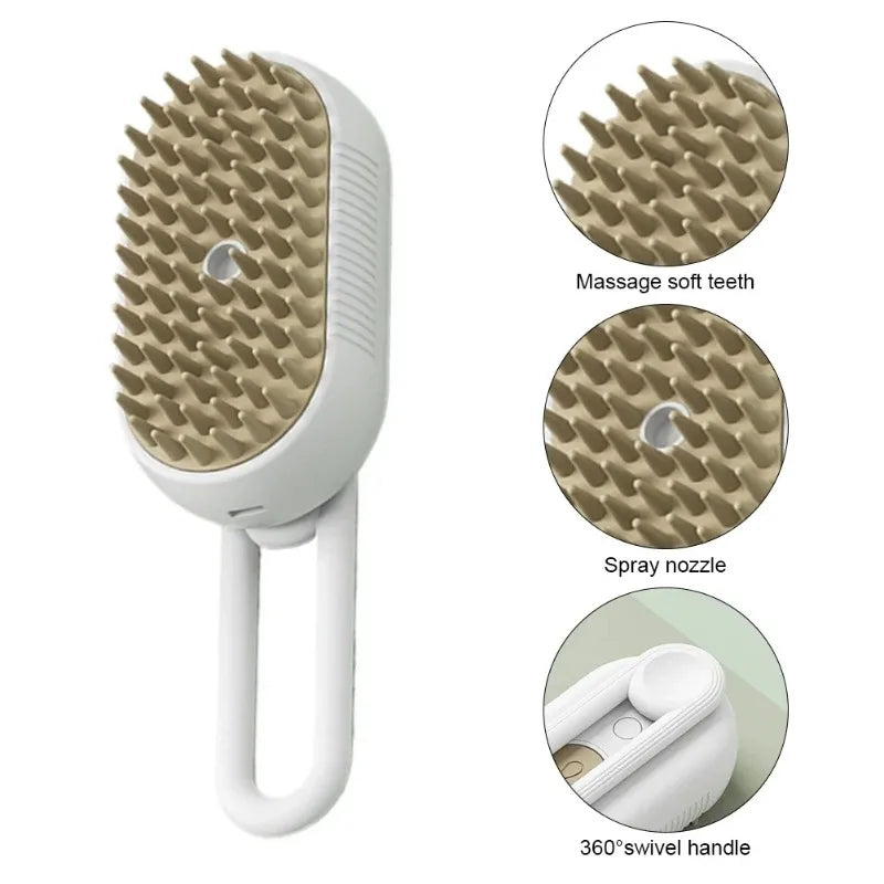 PurrSteam™ Steam Brush for Pets – 3-in-1 Grooming Brush