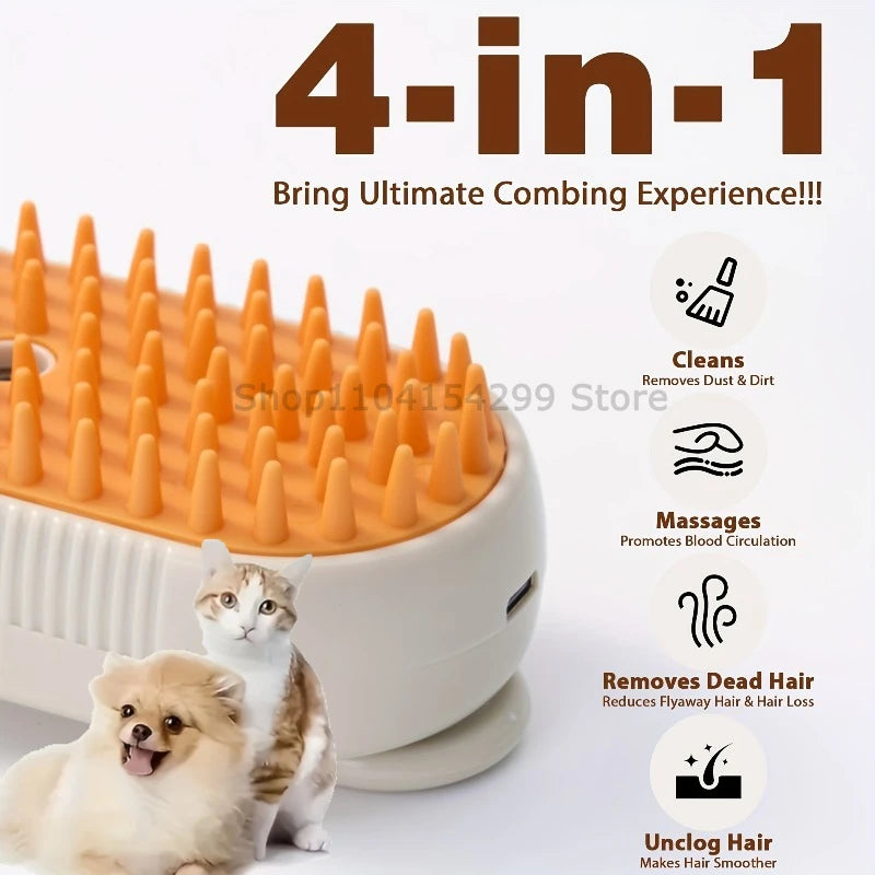 PurrSteam™ Steam Brush for Pets – 3-in-1 Grooming Brush