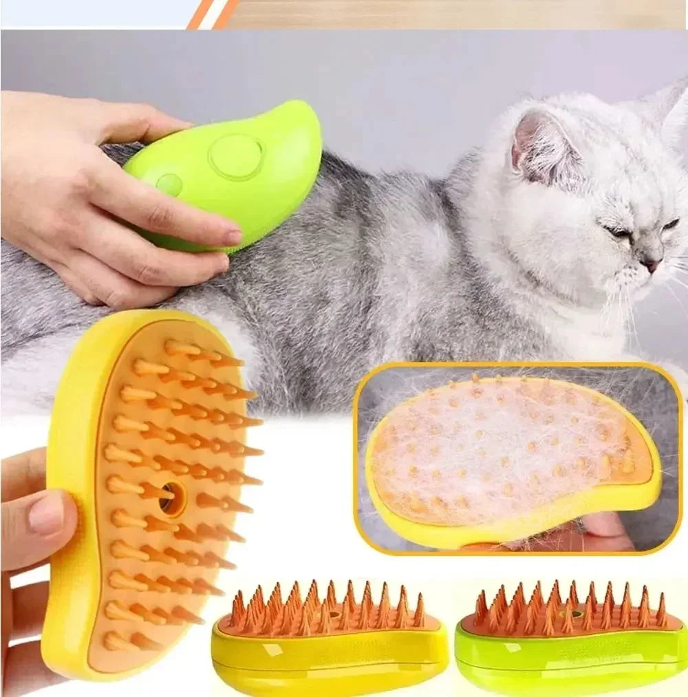 PurrSteam™ Steam Brush for Pets – 3-in-1 Grooming Brush