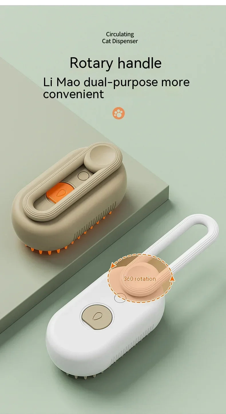 PurrSteam™ Steam Brush for Pets – 3-in-1 Grooming Brush